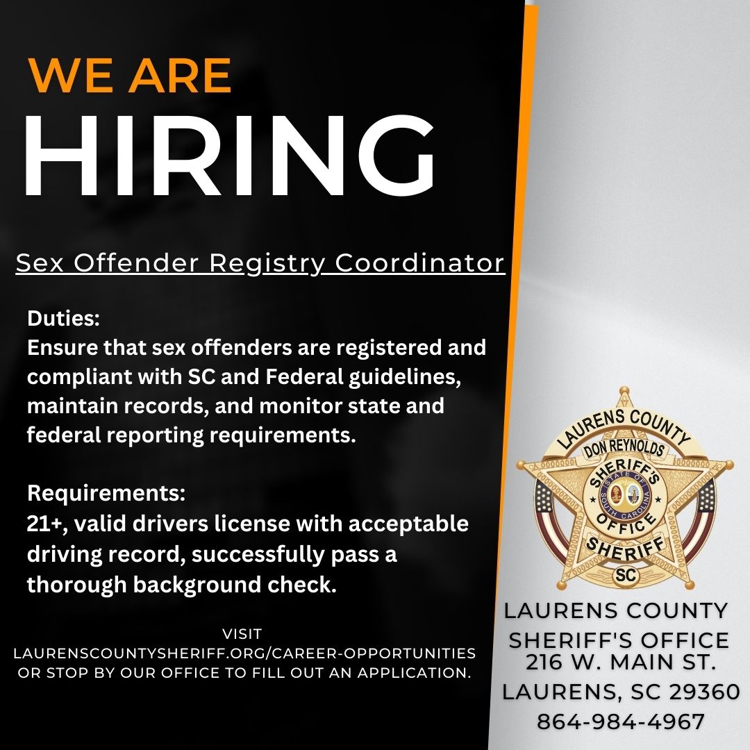 Lcso Hiring Sex Offender Registry Coordinator Whos On The Move 0070