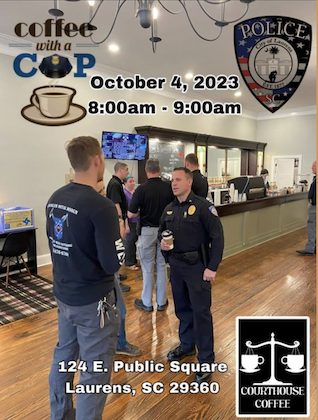 Laurens Police Department to Host Special Coffee with a Cop Event on