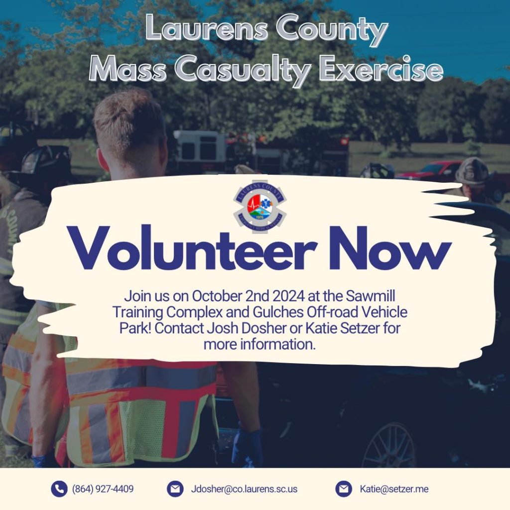 Laurens County to Hold Mass Casualty Simulation at Sawmill Training
