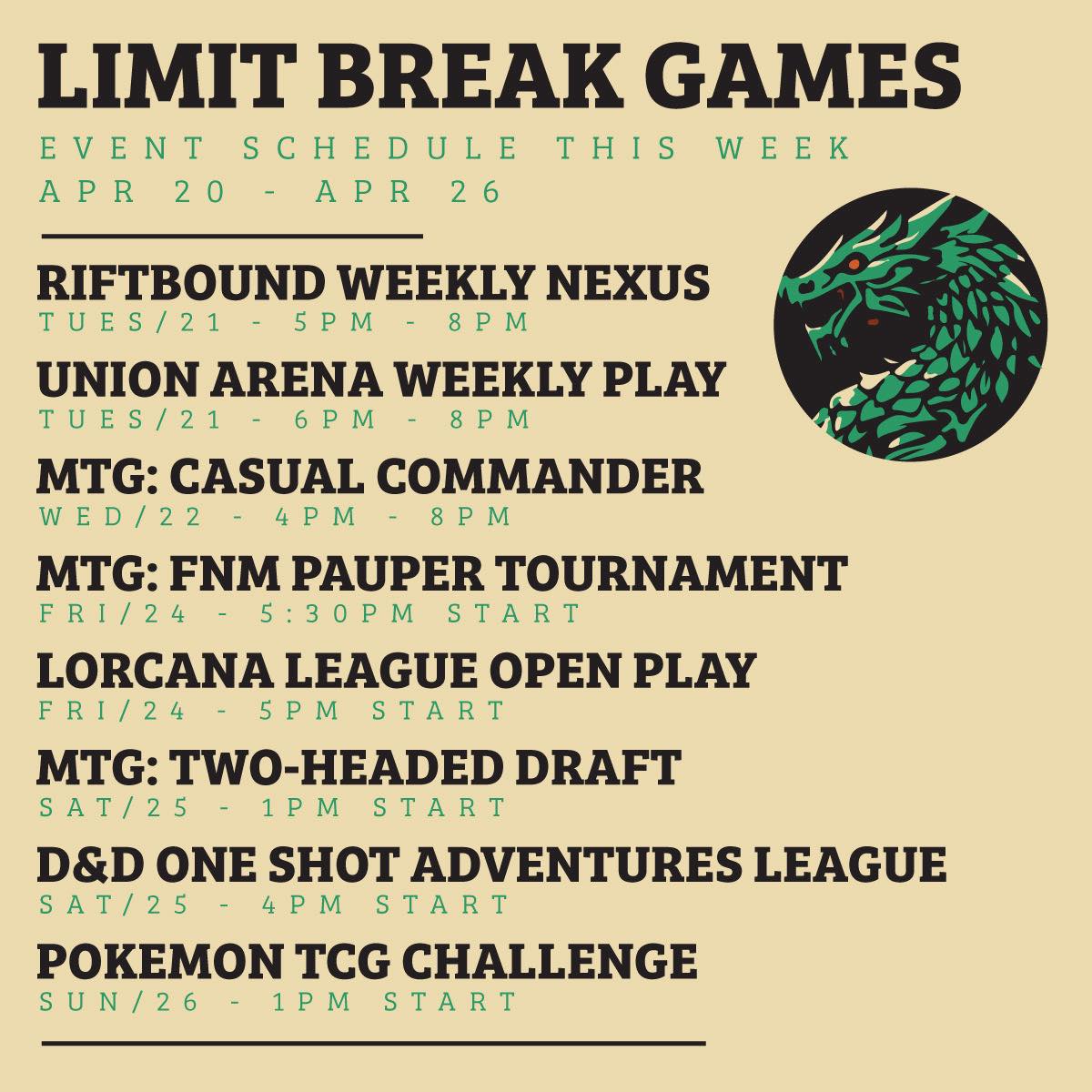 Limit Break Games Announces Action-Packed Weekly Event Schedule in ...