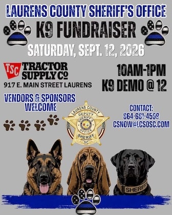 Laurens County Sheriff's Office K9 fundraiser set for Saturday